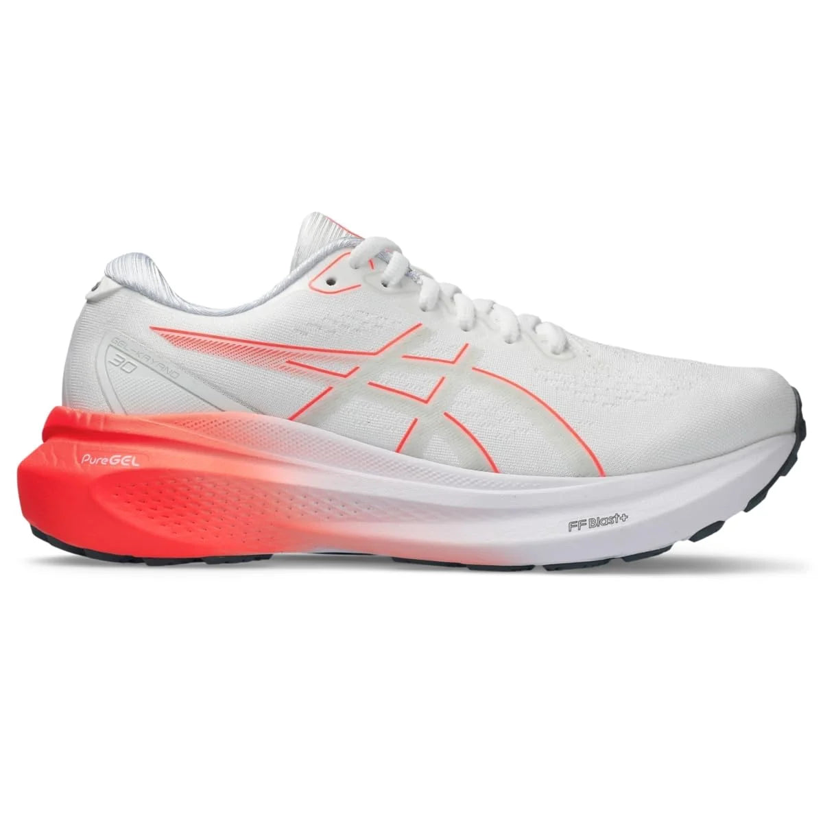 ASICS Women's Gel-Kayano 30 Running Shoes, Size 10 US ( Standard ), White/Sunrise RED